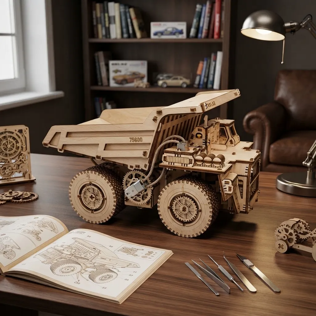 Wooden Mechanical Puzzles Mechanical Dump Truck