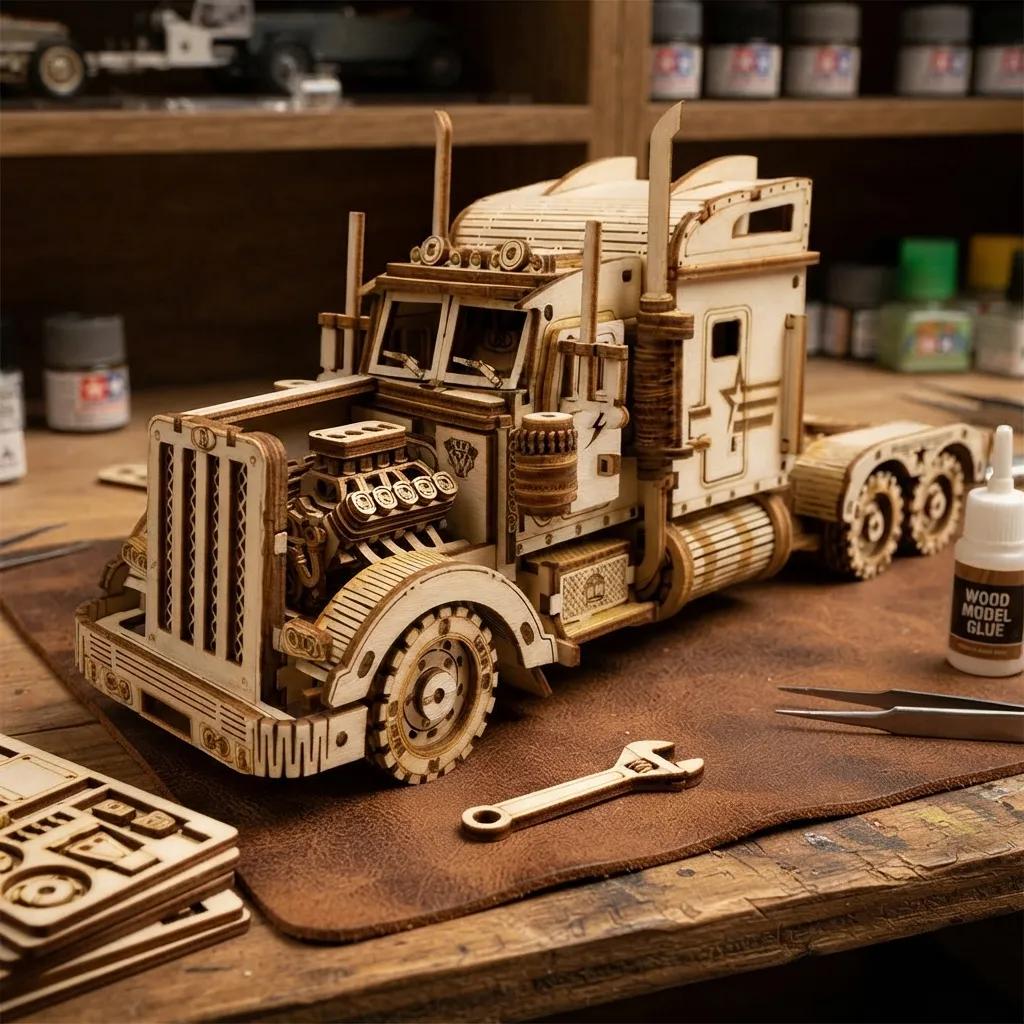 Wooden Mechanical Puzzles Heavy Duty Truck
