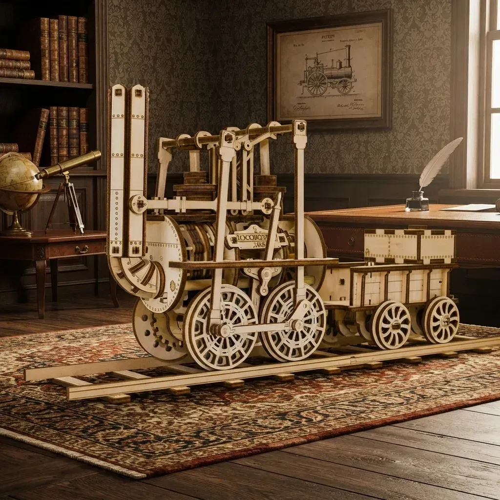 Wooden Mechanical Puzzles Coal Freight Locomotive