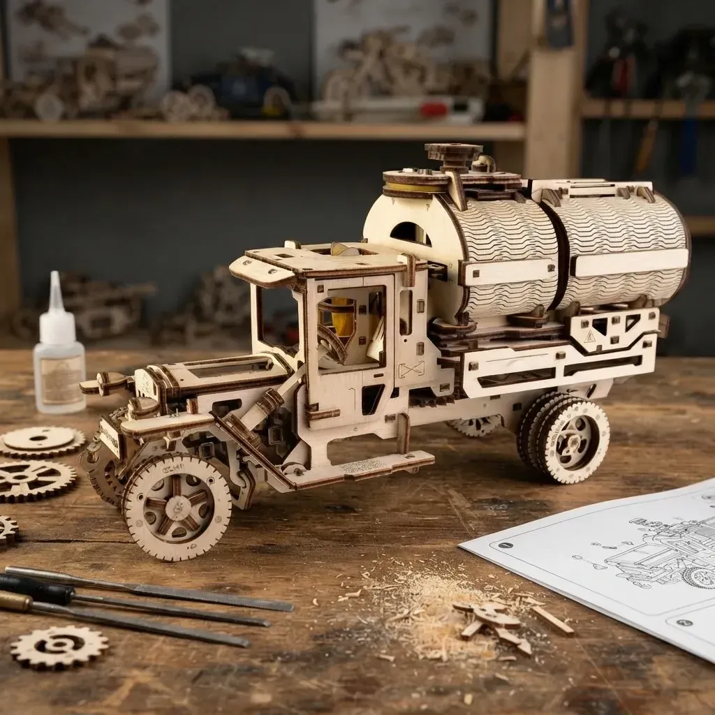 Wooden Mechanical Puzzles Tanker Truck