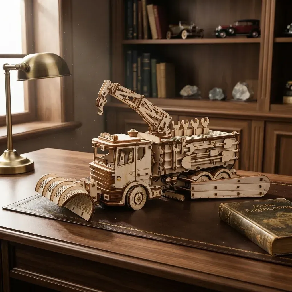 Wooden Mechanical Puzzles Mechanical Snowplow Truck